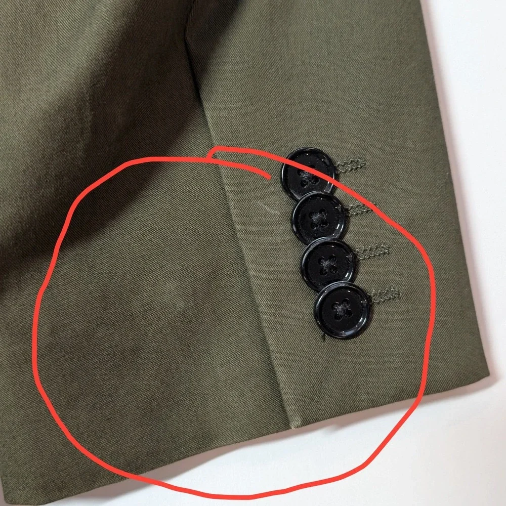 Express Photographer Blazer Mens 36 Short Olive Green Fitted Cotton Stretch